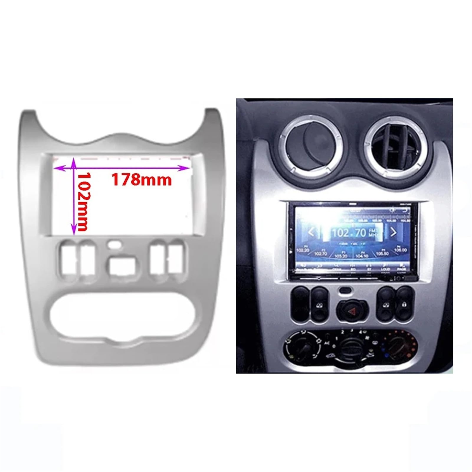 Cadre Panneau D'autoradio Cadre Fascia De Radio DVD Voiture Double Din pour Logan 2010 – 2013 LHD, Adaptateur 7 Pouces, Kit D’Outils pour Habillage Panneau CD, Lunette