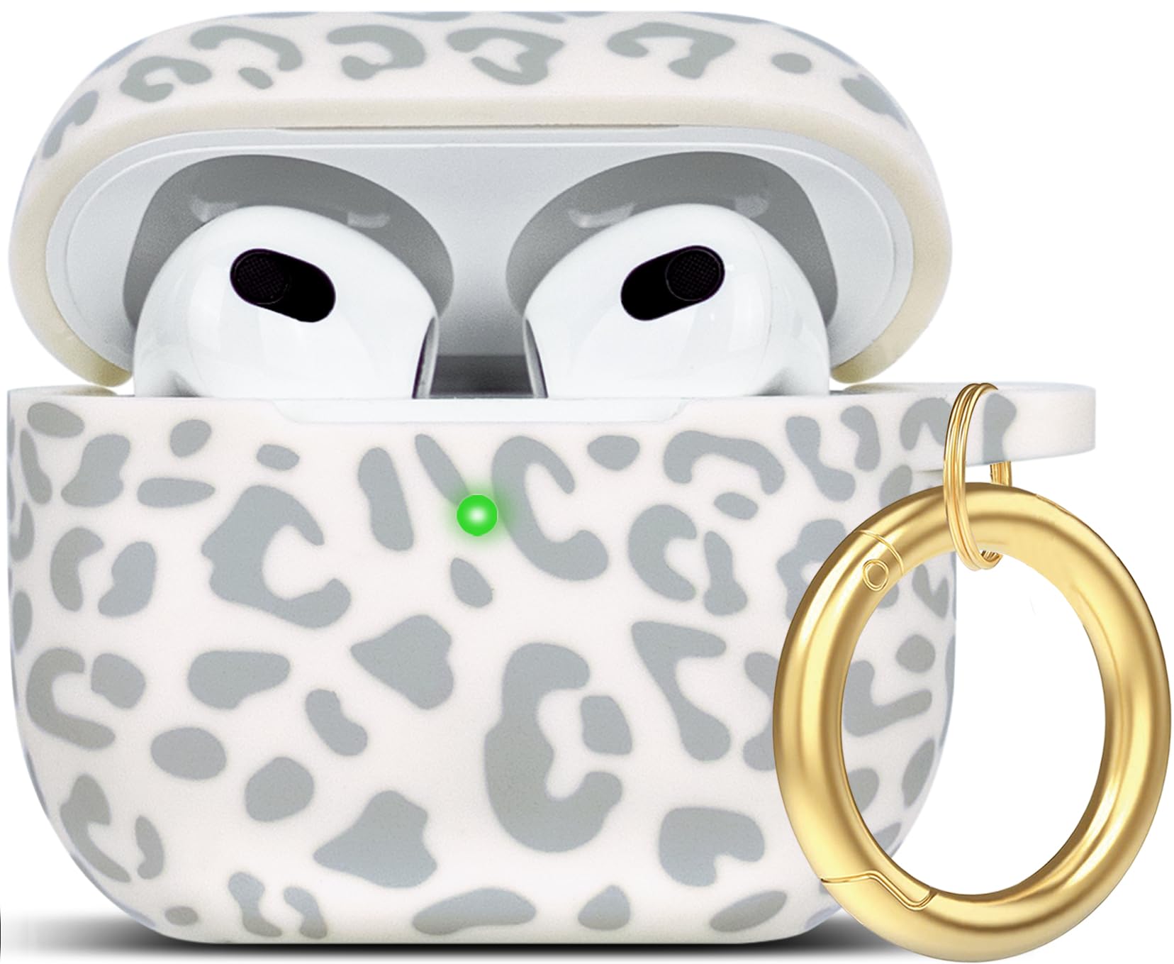 Silicone Leopard Compatible with AirPods 3 Case 2021, Gawnock Soft Case Compatible with AirPods 3rd Generation Floral Print Cover for Women Girls with