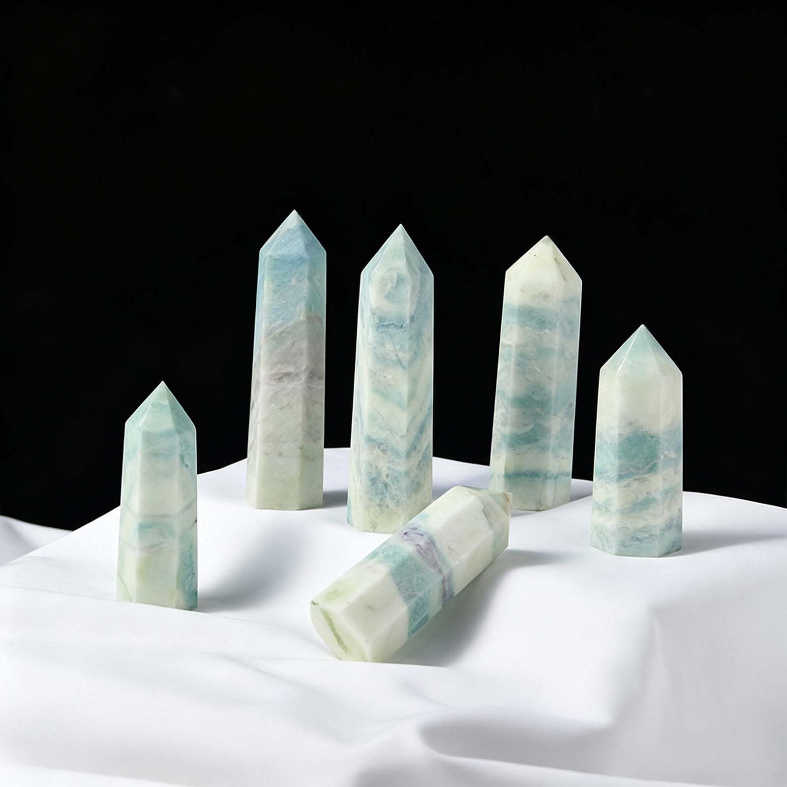 Increíble Varita de Cristal de Encaje Azul con Piedras Preciosas
