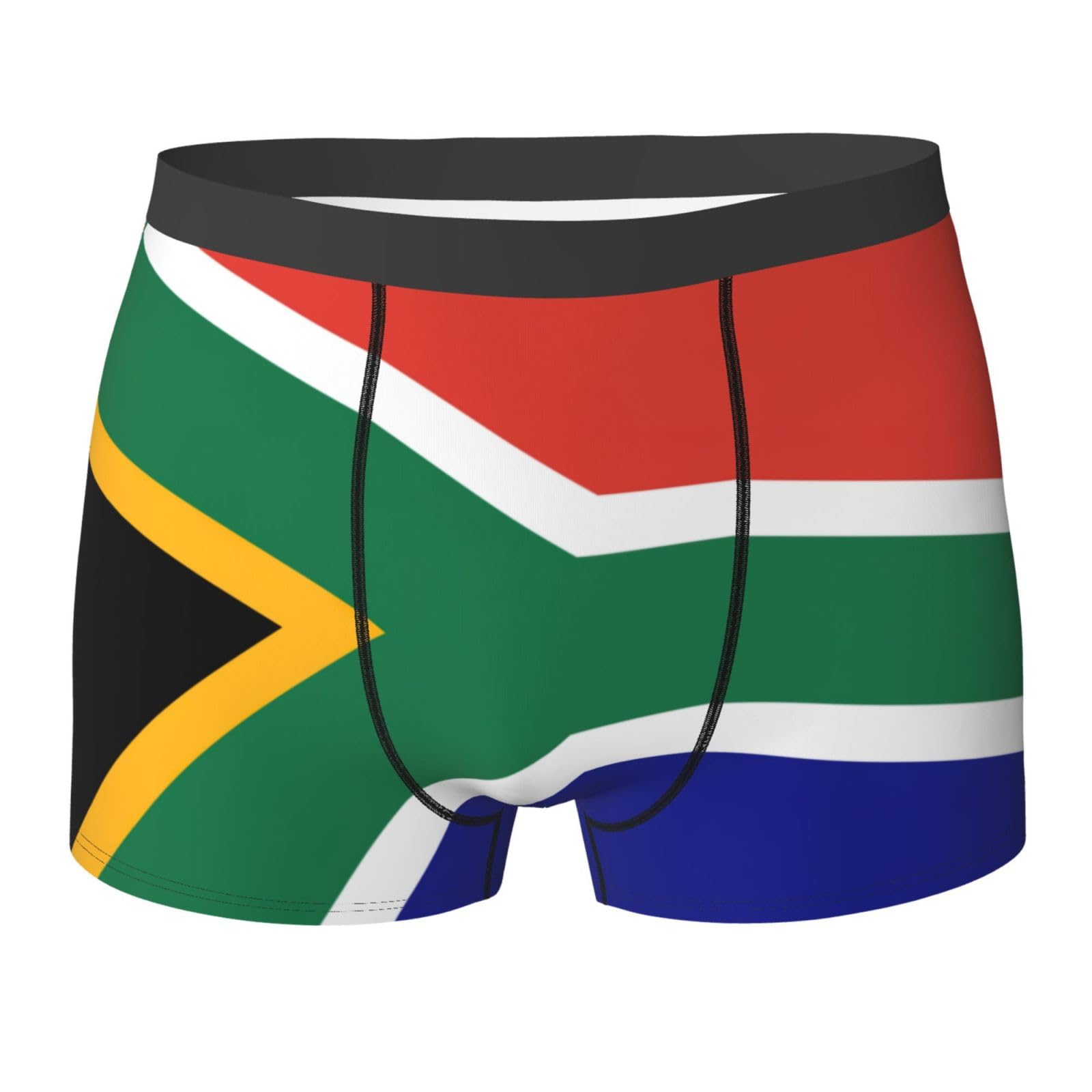 Yqxwjl Unisex Black South African Flag Print Breathable Underwear,No Riding Up Stretch Boxer Briefs With Comfortflexible Waistband