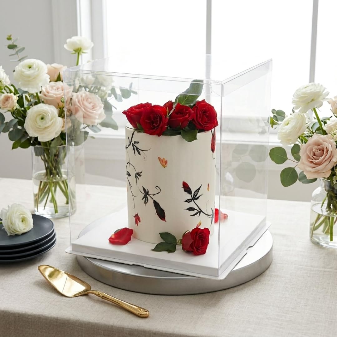 Clear Cake Box - Tall Square with Lid -8
