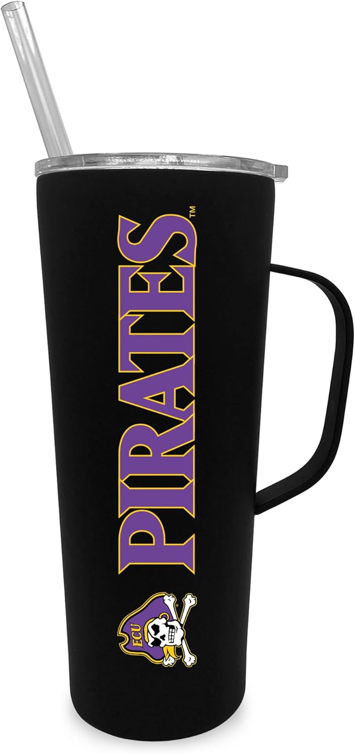 The Fanatic Group East Carolina University 20oz Stainless Steel Roadie with Straw - Black