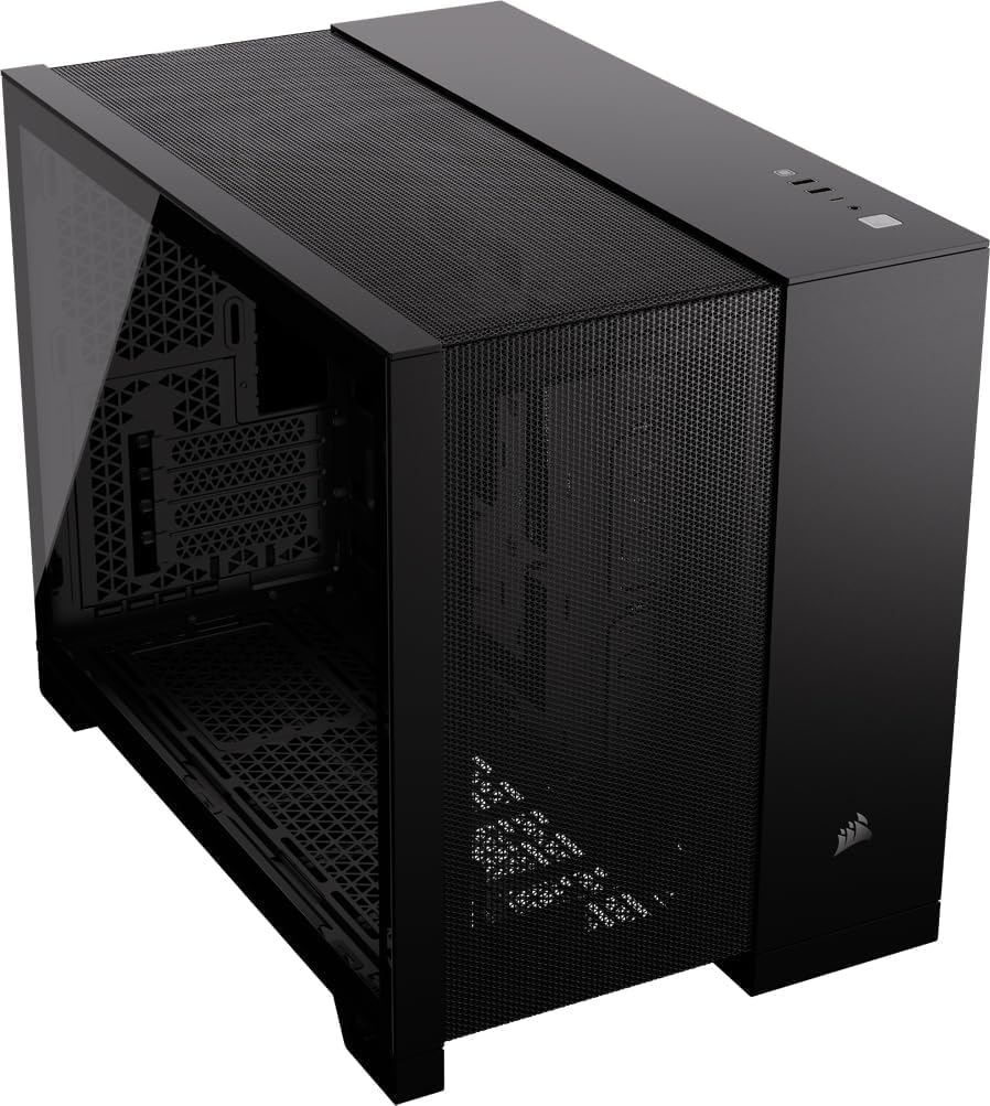 CORSAIR 2500D AIRFLOW mATX PC Case - Nessuna Ventola Inclusa - Design a Doppia Camera - Ampia Flessibilità di Raffreddamento - Compatibile con Schede Madri a Connessione Inversa - Nero