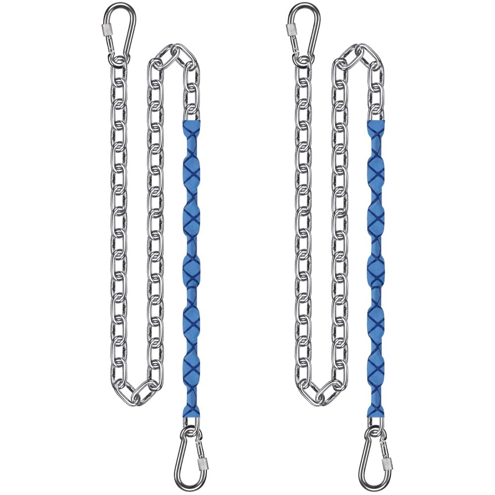 BeneLabel 2Pcs 65" Stainless Steel Swing Chains with 4 Quick Connection Buckles, Heavy Duty Hanging Kit for Indoor Outdoor Playground Swing Set, Hammock Chairs, Sandbags and More, 1000 lb Capacity