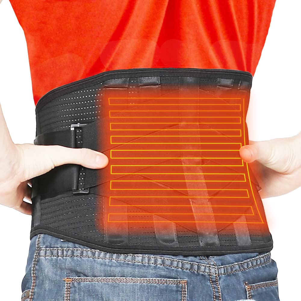 Heated Back Brace for Lower Back Pain Relief Women Men; Cordless