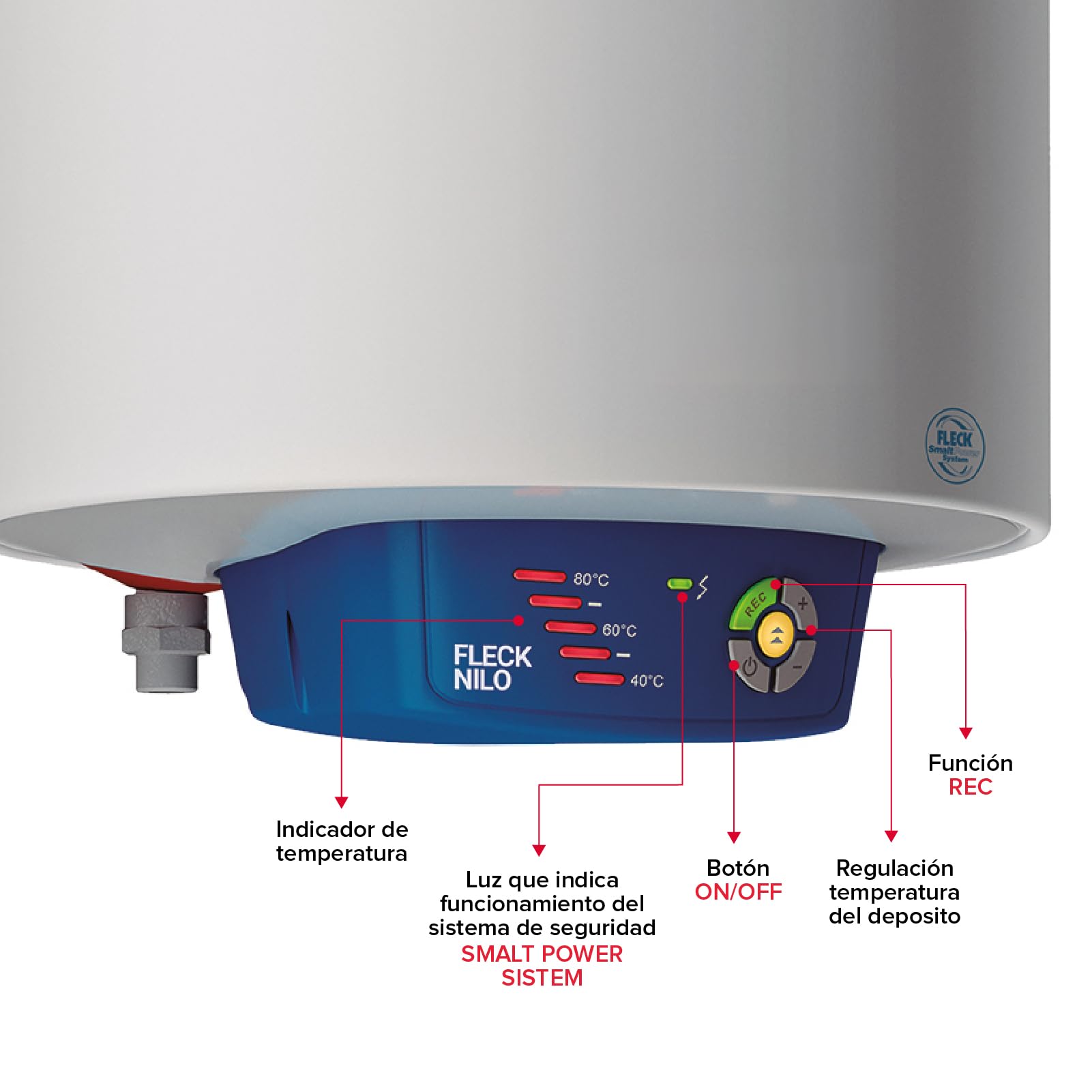 Ariston, Fleck Nilo - Termo Eléctrico 75 Litros, Calentador de Agua Eléctrico Horizontal y Vertical Eficiente, Calentadores 41.3x43x95 Fabricado para Instalación en España - Eficiencia B, Rango (A+/F)