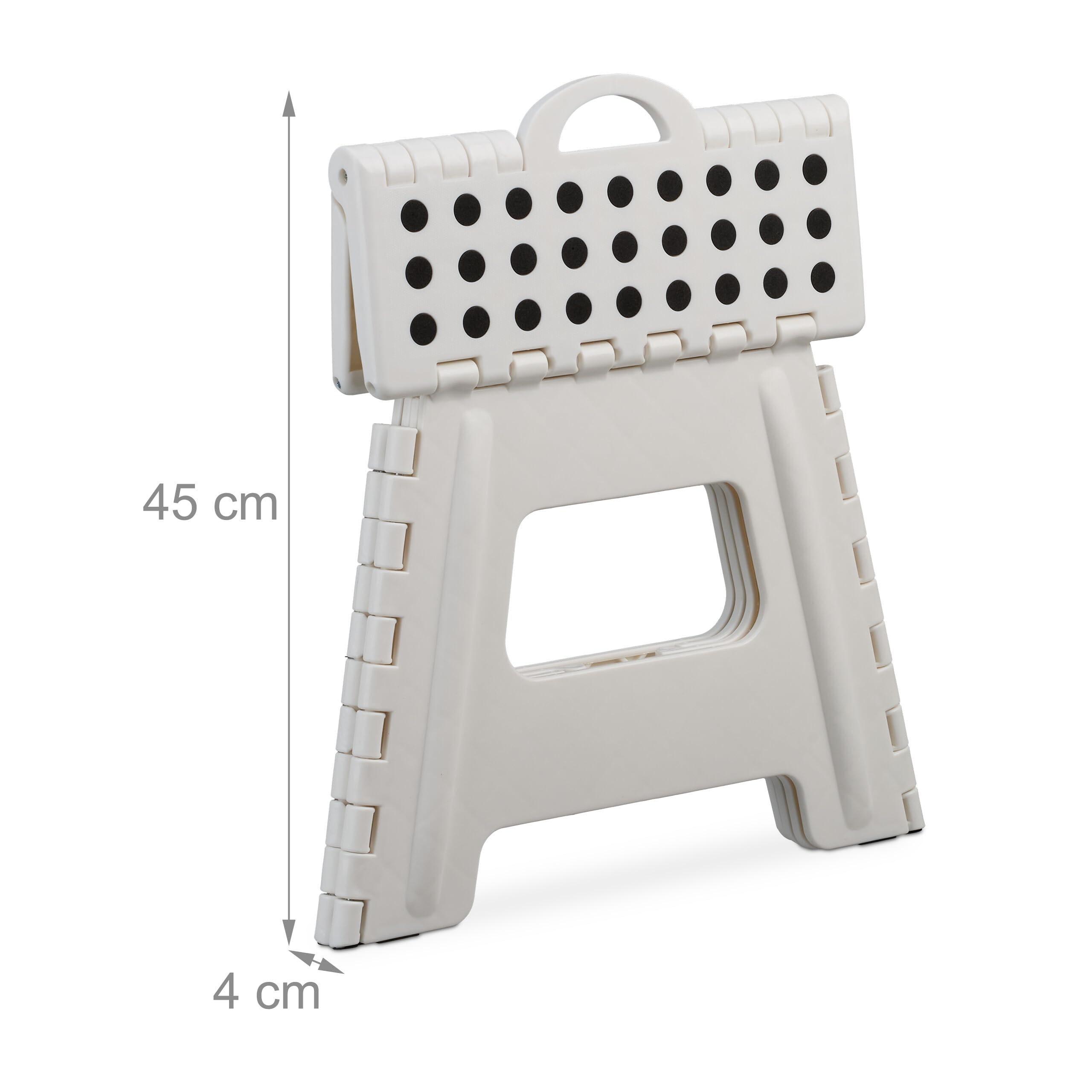 Relaxdays Taboret Składany, Tworzywo Sztuczne, Biały, 32,5 cm