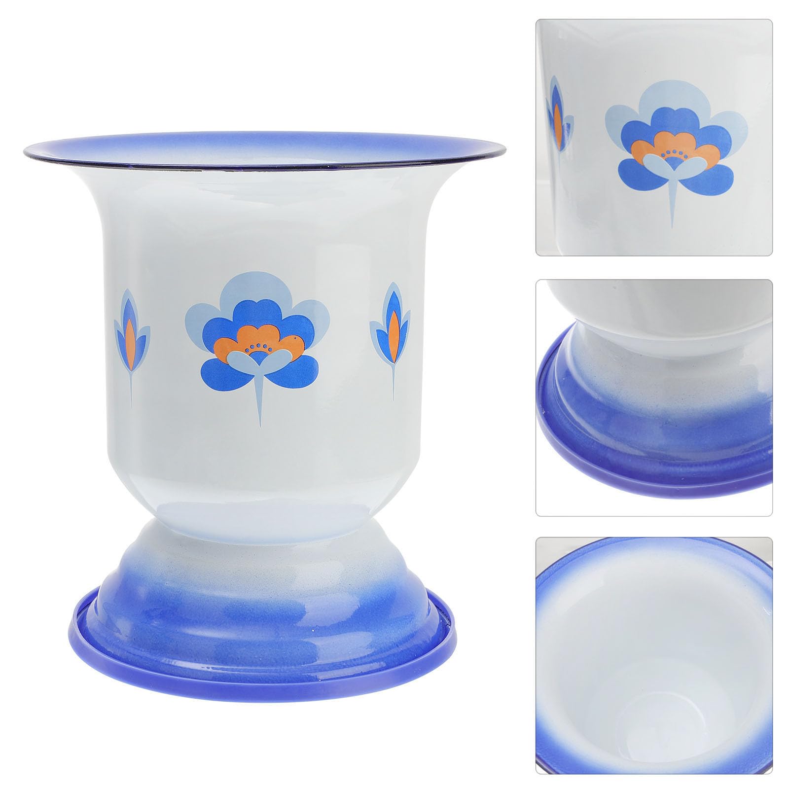 COLLBATH Vintage Emaille Nachttopf Weiß mit Praktischer Verarbeitung und Feiner Handarbeit Einfacher Urinal für Zuhause Robustes Material für Senioren und Kinder Zufälliger Stil