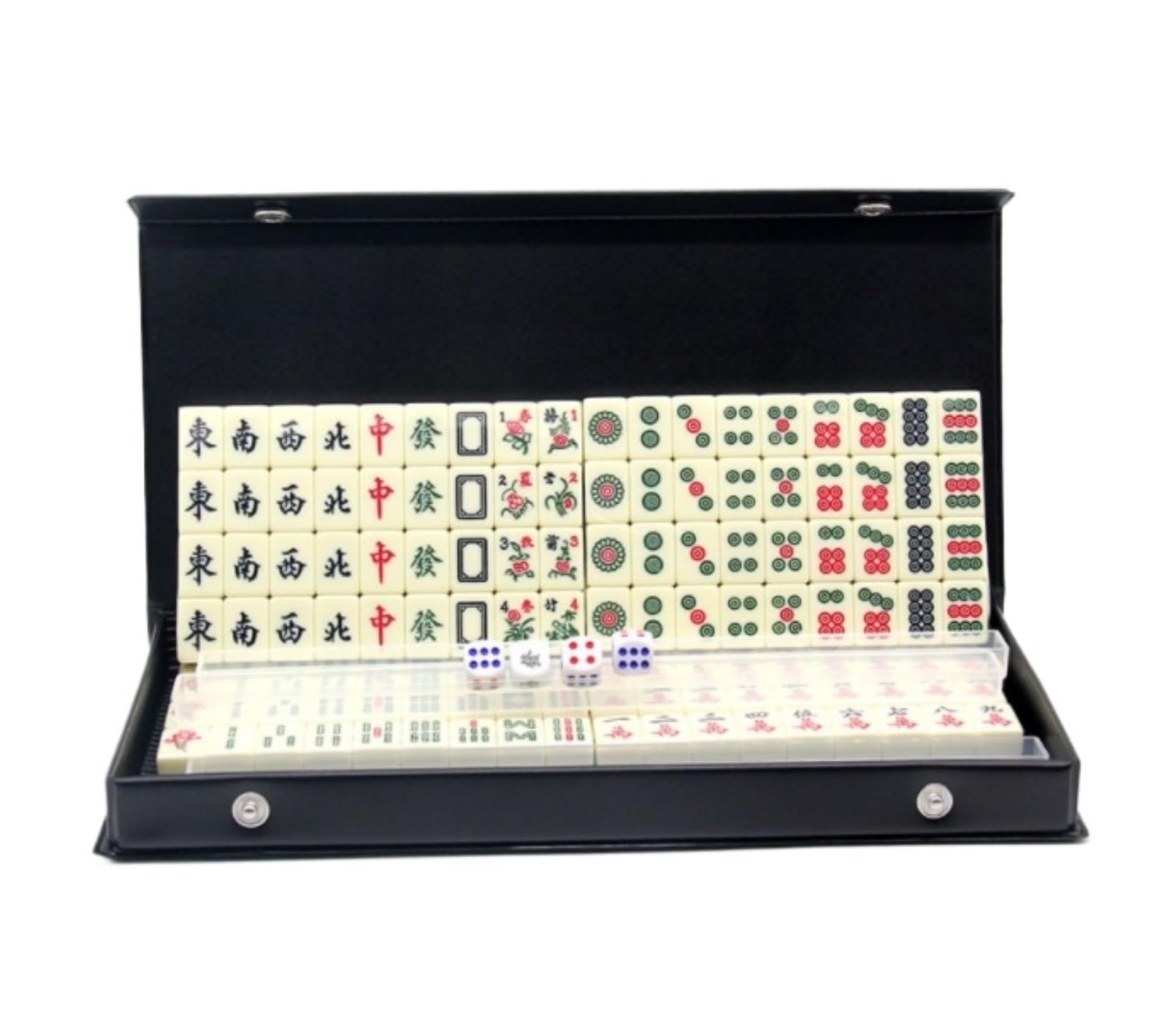 Chinesisches Mahjong Mahjong Chinesische Fliesen Mahjong Tragetasche Professionelles Chinesisches Mahjong-Spielset 144 Fliesen Für Familie Reise Spiel(with Ruler)
