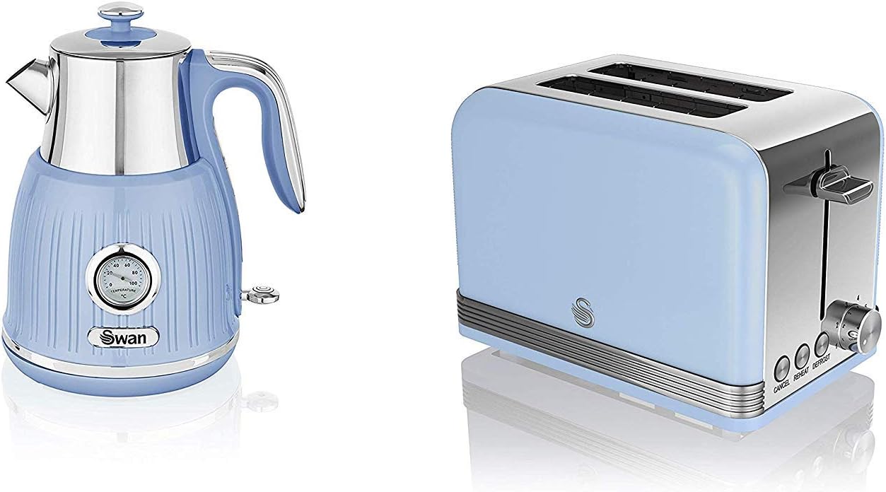 Swan Blue Kitchen Appliance Retro 1.5L 3kW Kettle with Temperature Dial