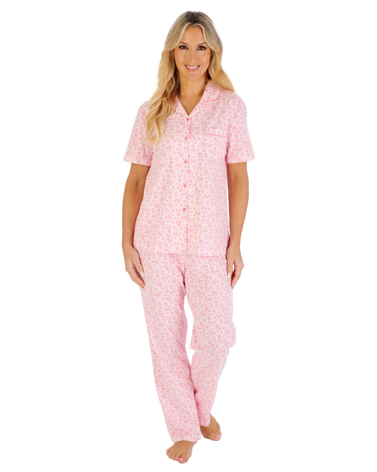 Slenderella Short Sleeve Jersey Pyjamas PJ07103 Pink 24-26