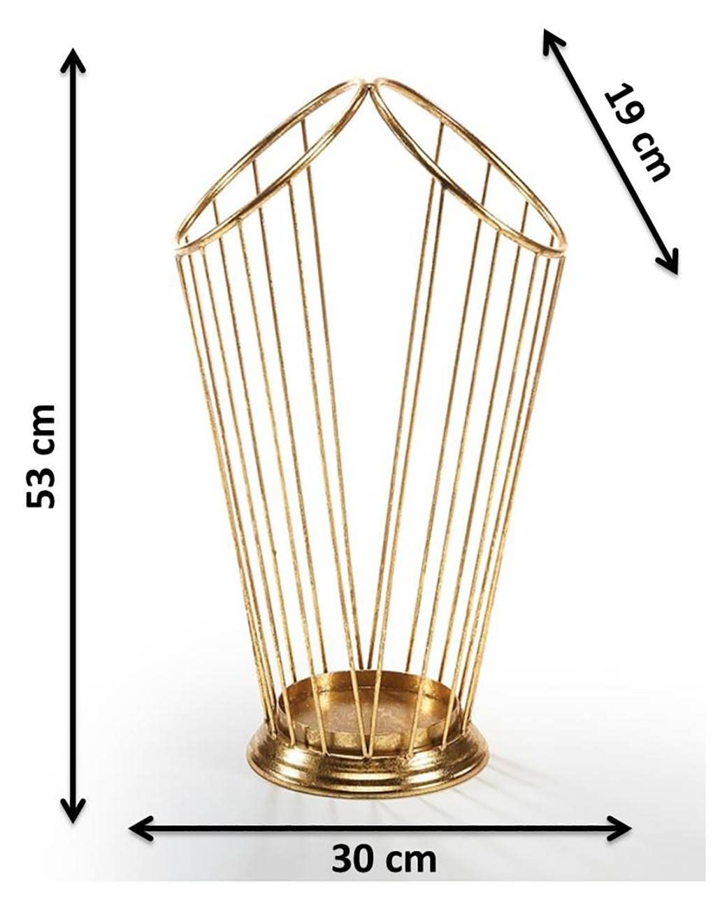 Kobolo Schirmständer Double - lackiertes Metall - Gold - Zwei Öffnungen