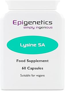 Lysine SA | 412mg L-Lysine (L-Lysine HCl) Amino Acid + Succinic Acid Natural Antioxidant | 60 Vegan Friendly Capsules UK Made | 1 Capsule Daily (2 Month Supply)