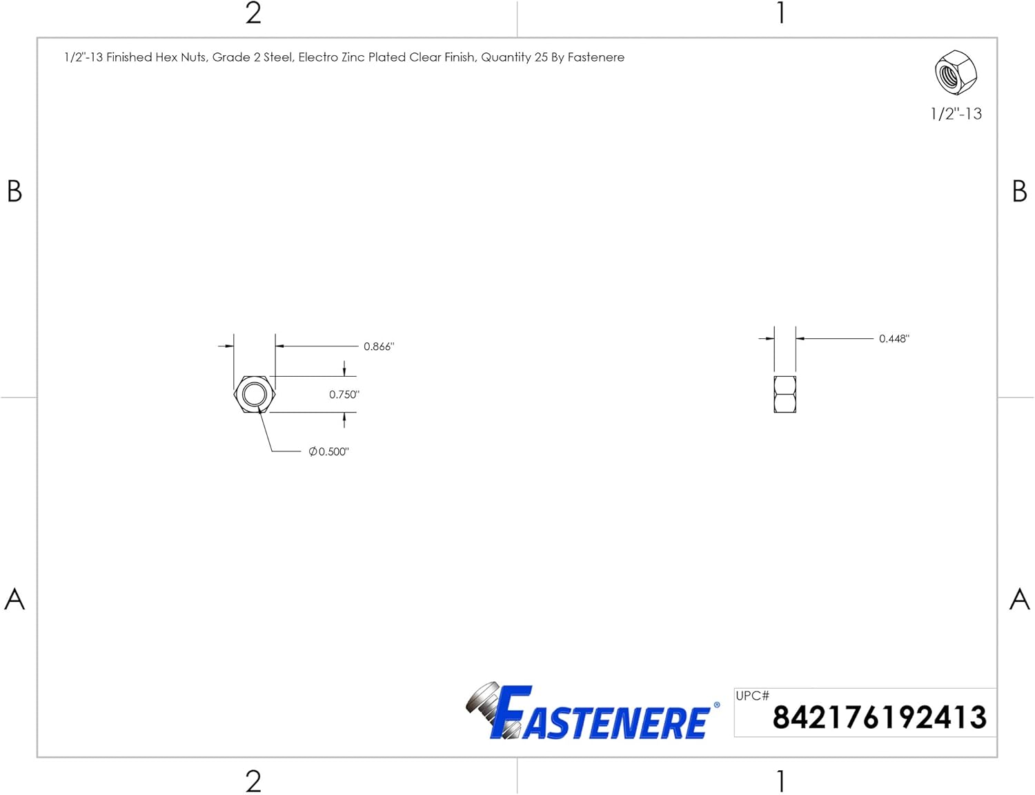 Limited Stock 3/8-16 Finished Hex Nuts, Grade 2 Steel, Electro Zinc Plated Clear Finish, Quantity 50 by Fastenere Up To 40% OFF 3/8-16 Finished Hex Nuts, Grade 2 Steel, Electro Zinc Plated Clear Finish, Quantity 50 by Fastenere