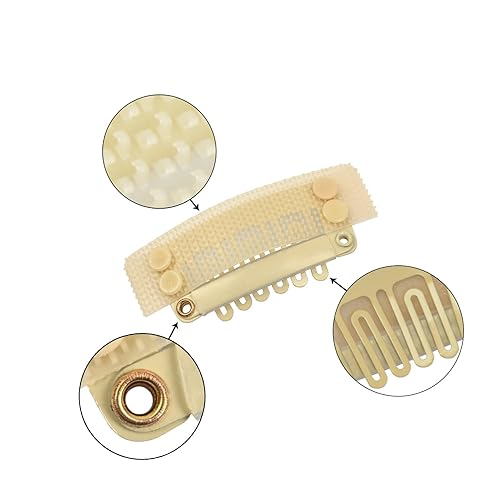Miniatura 4 de 6 pinzas adhesivas para pelucas en forma de U, 1.260 in, 6 dientes, extensiones de cabello con goma para extensiones de cabello (rubio)