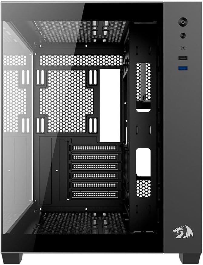 Redragon CA-604B WIDELOAD LITE Mid Tower Gaming Case, internal front view.
