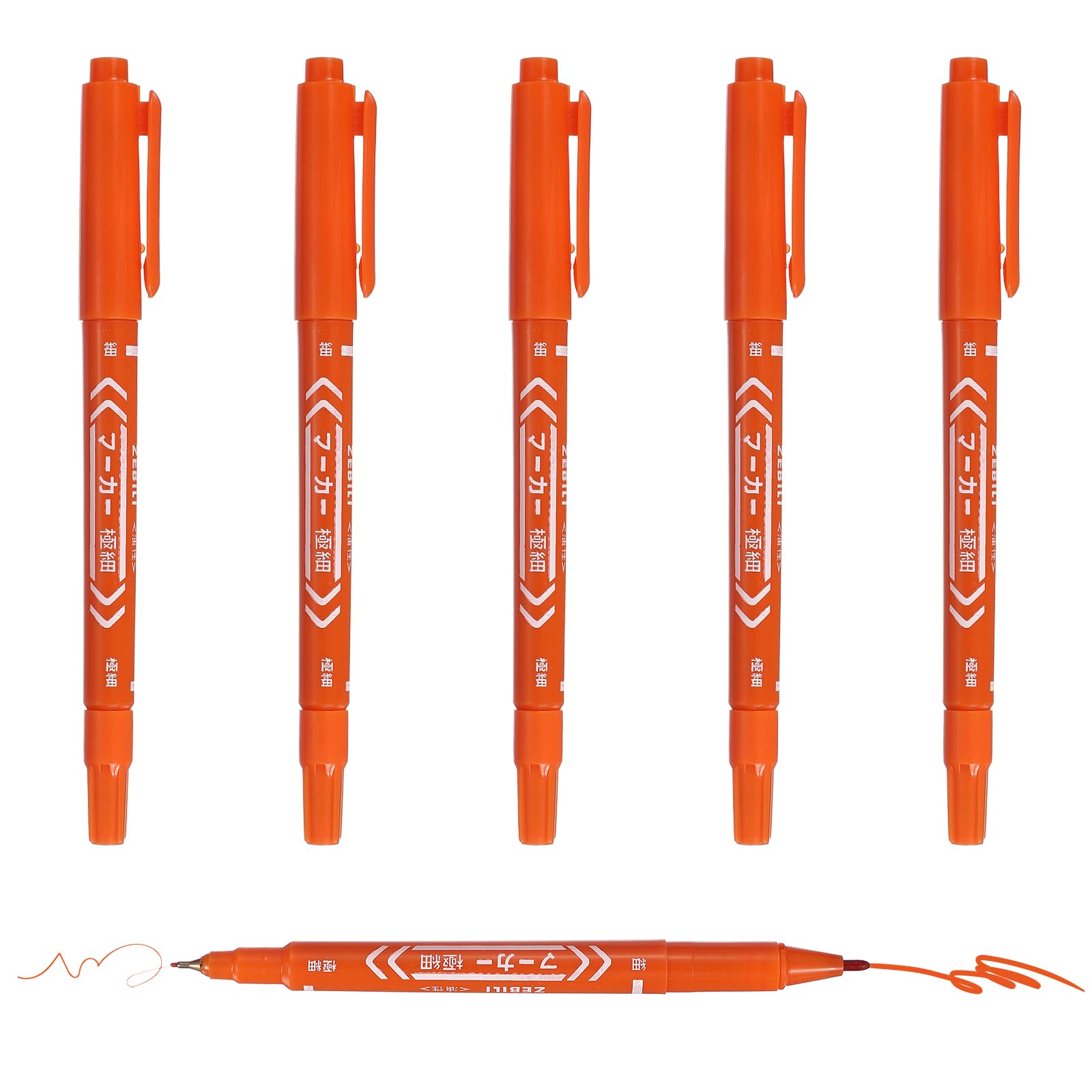 PATIKIL Twin Tip Permanent Markers, 6 Pack Orange Fine and Ultra Fine Point Colored Makers Quick Drying Coloring Pen for Writing Drawing on Wood Plastic Metal Glass Stone