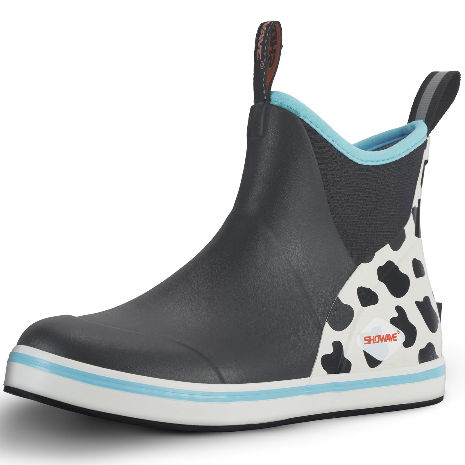 ShowaveWomen's Deck Boots Waterproof Ankle Rain Footwear Non-Slip Rubber Boots for Boating Fishing Gardening Farming