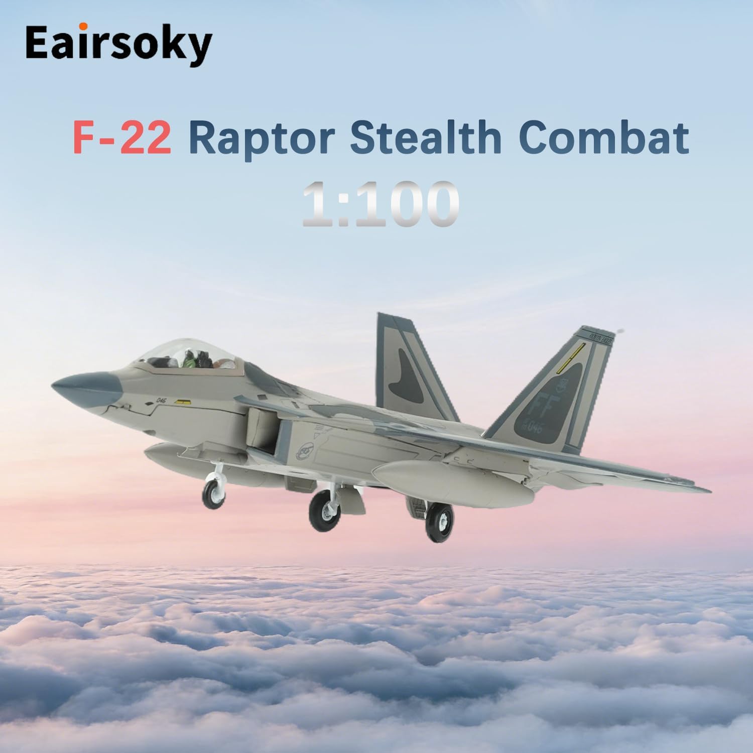 1:100 Scale F-22 Raptor Metal Fighter Jet Model Military Die-cast Aircraft Models for Collection or Gift
