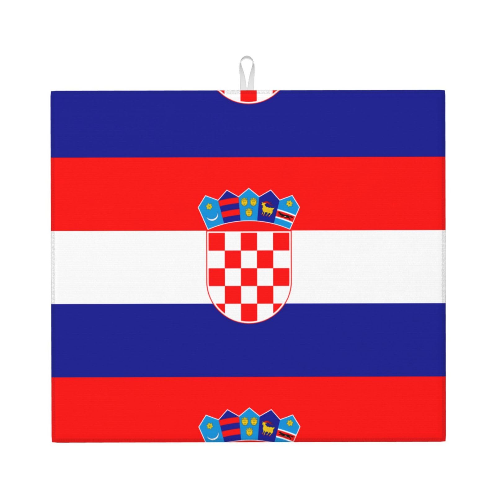 HJFCZH Republic of Croatia flag Prints Kitchen Drying Mat – Absorbent Microfiber Throw for Dishes, Non-Slip Counter Cover, Quick-Drying Layer with Fade-Resistant Print