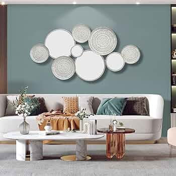Amazon.co.jp: 幾何学的なラウンドミラーメタルウォールアートリビング