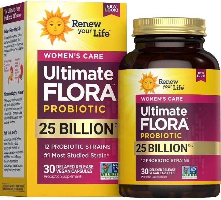 Ultimate Flora Probiotics for Women 25 Billion CFU Delayed Release Vegan Capsules | Vaginal | Digestive Health | Immune Health | Dairy Free | 30 Count