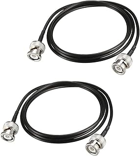 TA-VIGOR RG174 RF Coaxial Cable - 2pcs 92CM/3Ft RG174 Coaxial Cable 50 Ohm with BNC Male to BNC Male Connectors, Low Loss BNC Male to BNC Male Coaxial Cable Antenna Radio Extension Jumper Cable