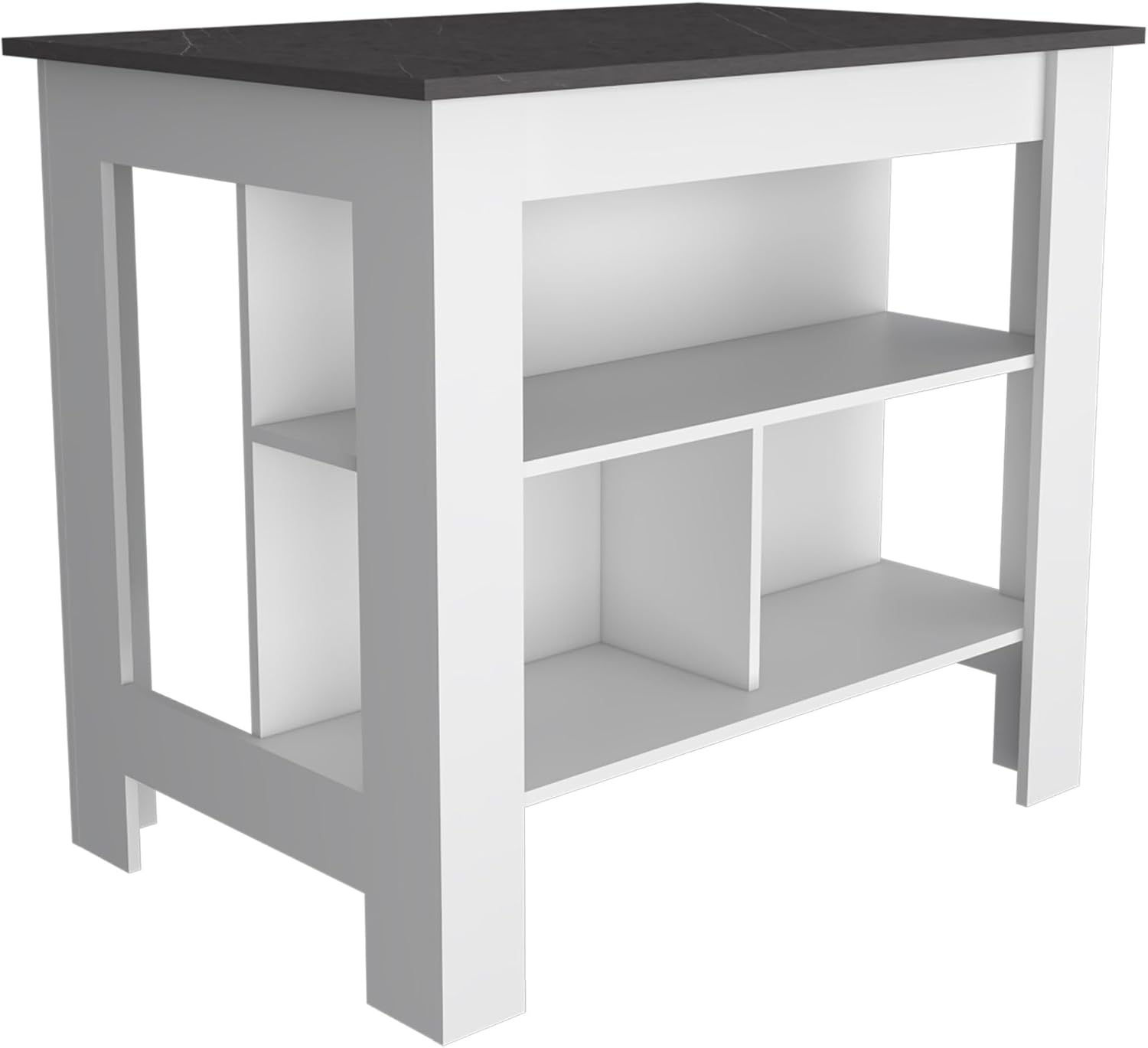 lapday Kitchen Table with 3 Uncovered Shelves,for Living Room,Dining Room,Bedroom(27.50"×40.50"×35.40"). (White and Onix)