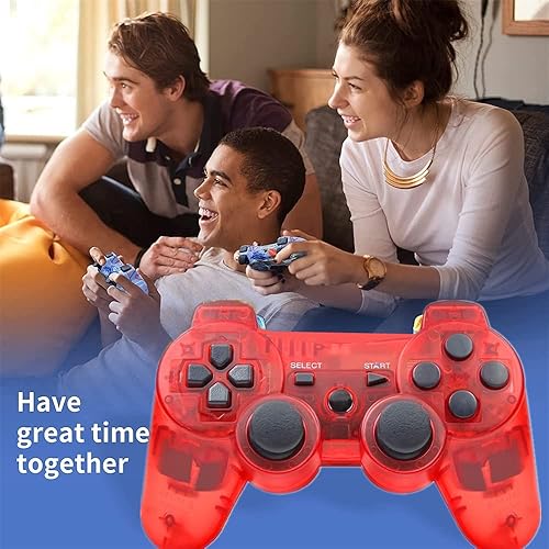 Miniatura 6 de Rzzhgzq 2 Pack PS3 Wireless Controller P3 Controller Wireless Bluetooth Gamepad with USB Charger Cable for PS3 Console (Clear Blue+Clear Red)