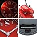 Peakeep 4.5 Inches Twin Bell Loud Alarm Clock for Heavy Sleerpers, Backlight, Battery Operated Old Fashioned Alarm Clock for Bedrooms (3D-Dial, Red)