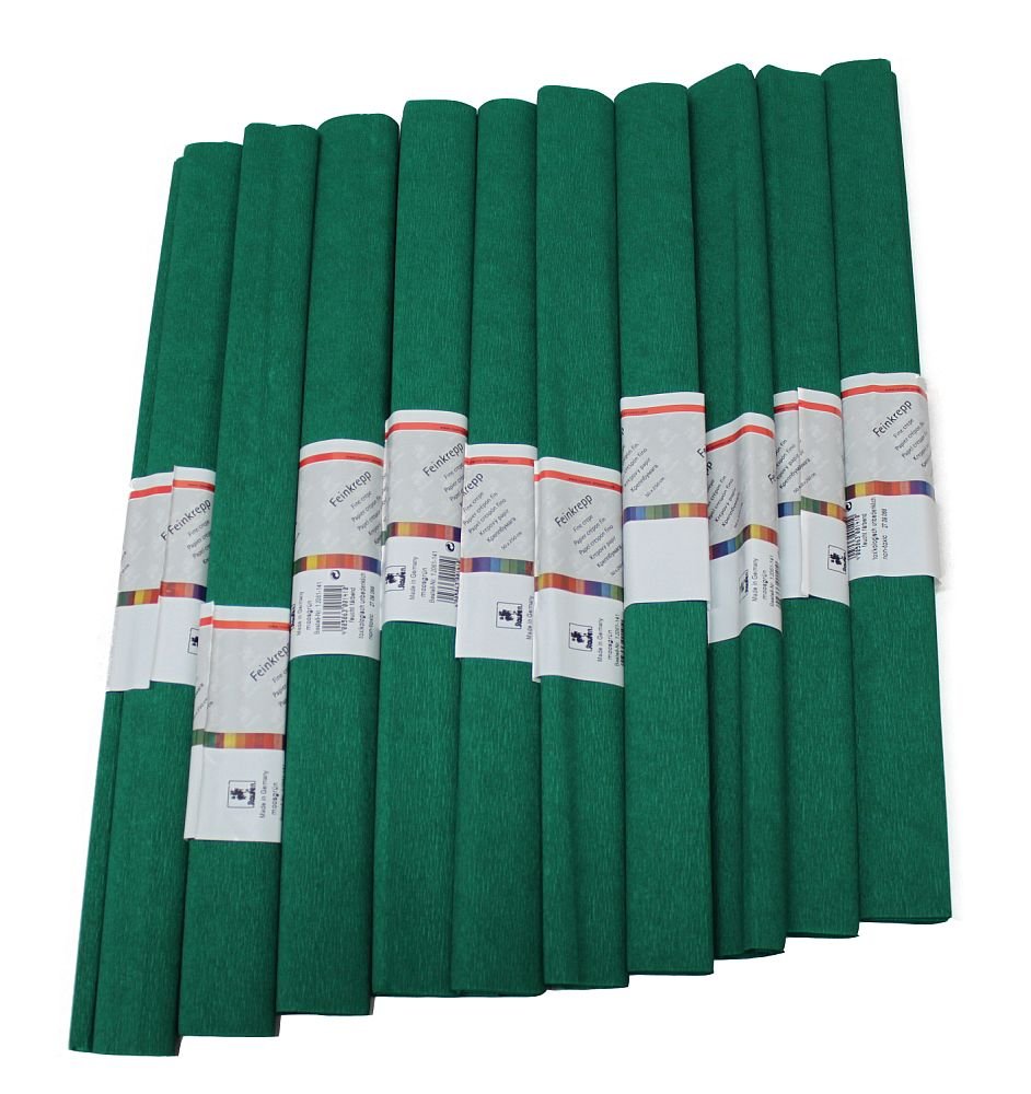 Idena 617157 - Carta crespa, confezione da 10 rotoli, 50 x 250 cm, verde muschio
