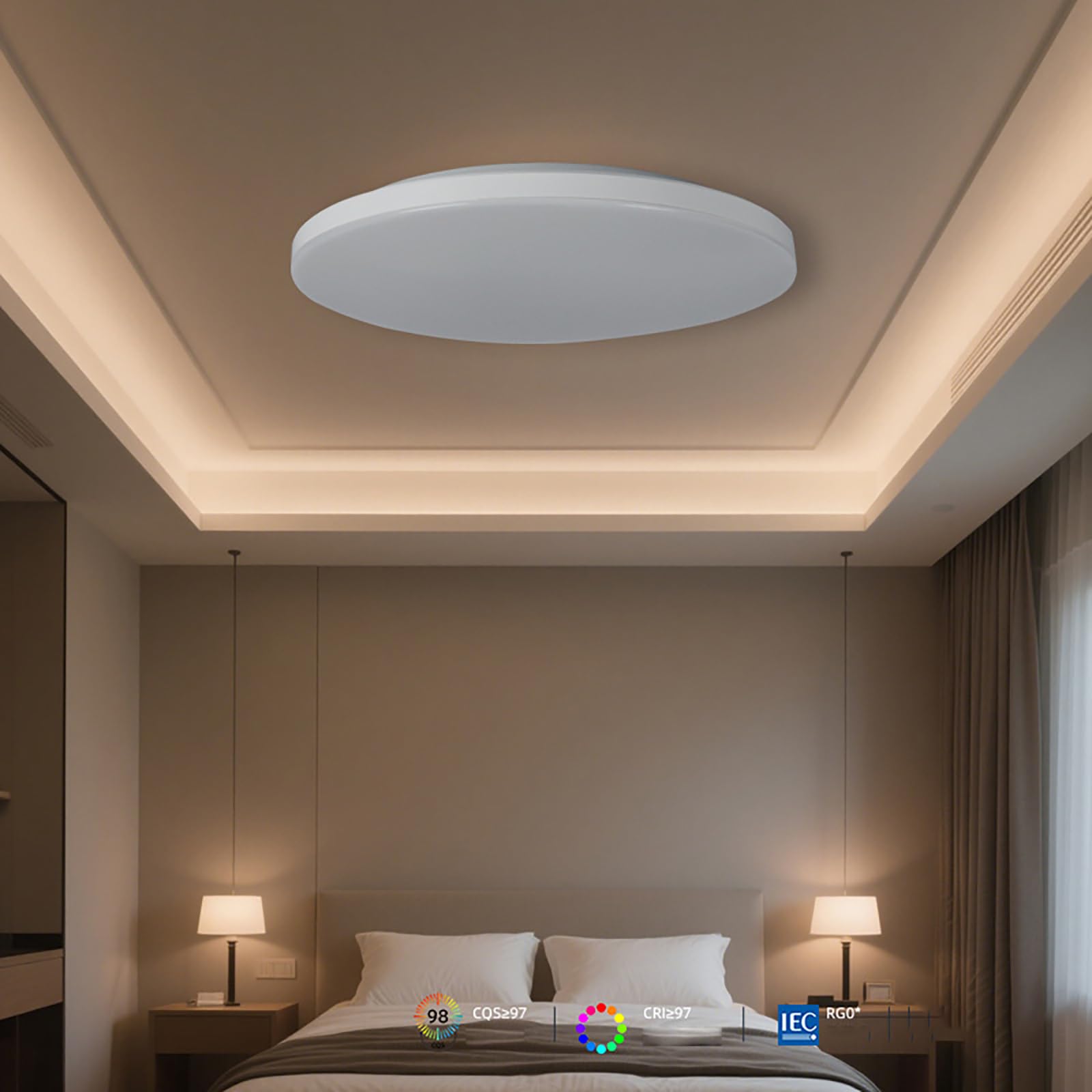 LED Tri-Proof Światło Sufitowe, Ultra Cienka Pyłoodporna Lampa Odporna Na Wilgoć, PVC PP, 6500K Cool White, Nowoczesne Światło Do Łazienki, Kuchni, Pomieszczenia, 30cm/11.8in -Grey