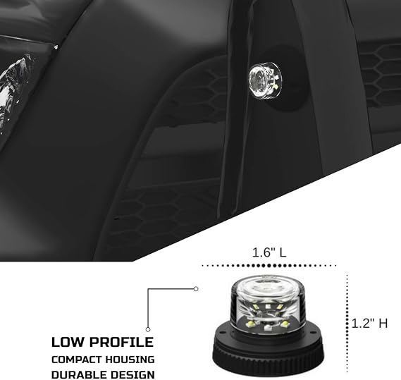 SpeedTech Lights Flare 360 6 LED 18 W Strobe Light Push Bulb Hideaway Hazard Beacon for Police, Construction, Service, Plow & Emergency Vehicles (Clear/Clear)