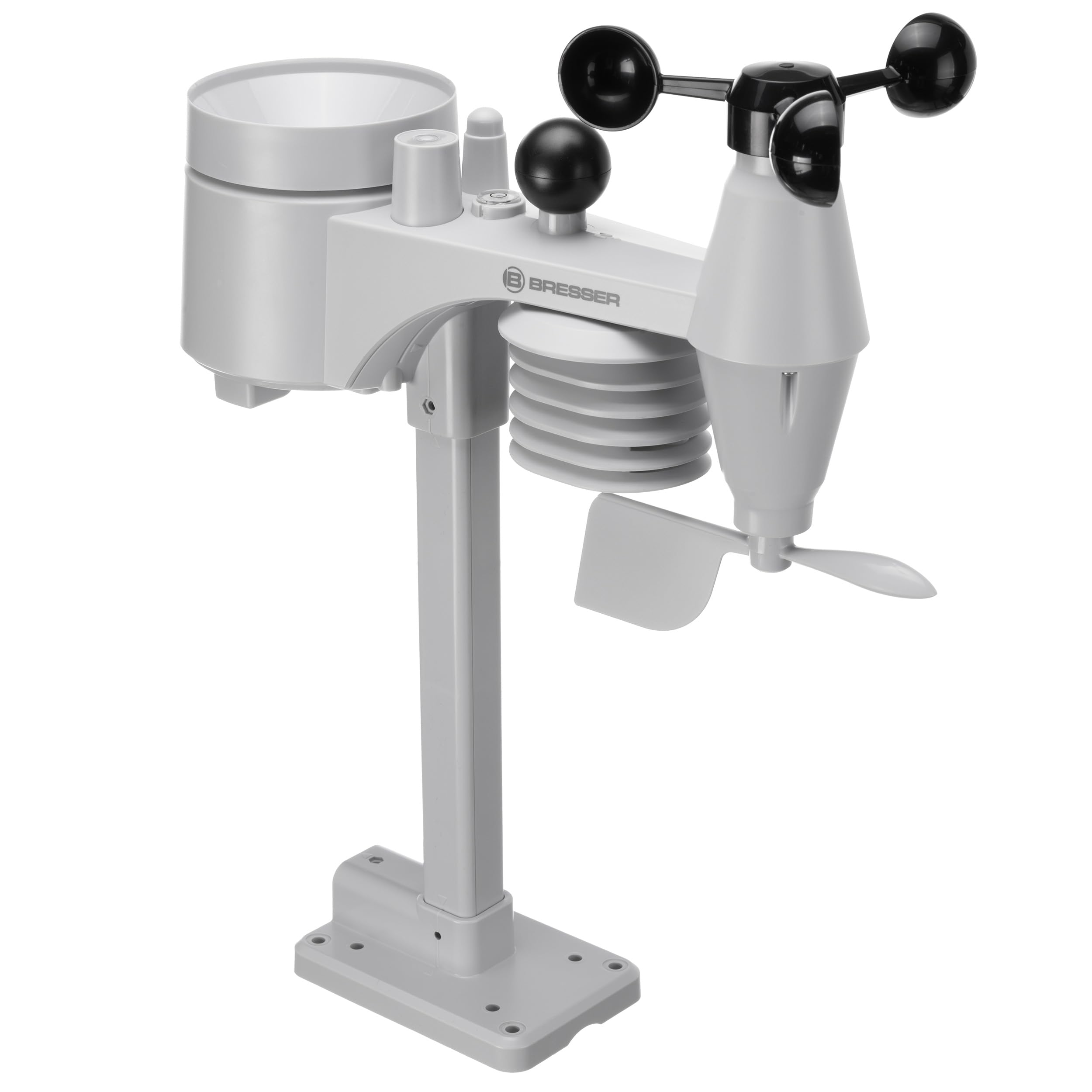 Bresser WLAN Wetterstation 8-in-1 mit Außensensor, WBGT-Hitzestress-Index, UV, Regen, Wind, Licht, WLAN, App-Steuerung, Raumklima, Wecker, Frostwarnung, schwarz | Innentemperatur und Außentemperatur, Luftfeuchtigkeit, Regenmesser, Windmesser, Wettervorher