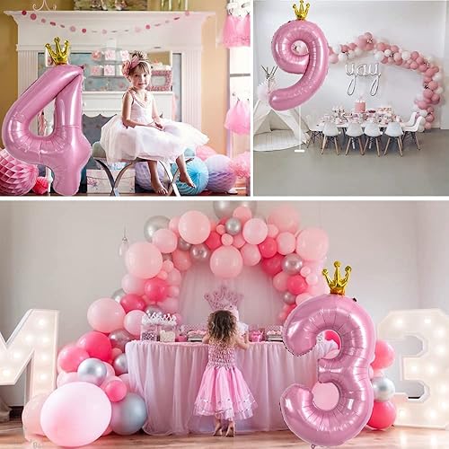 Miniatura 4 de T-Antrix Globo rosa del número 9 de 40 pulgadas, 1 unidad, reutilizable, para niñas, niños, cumpleaños, aniversario, boda, graduación, baby shower