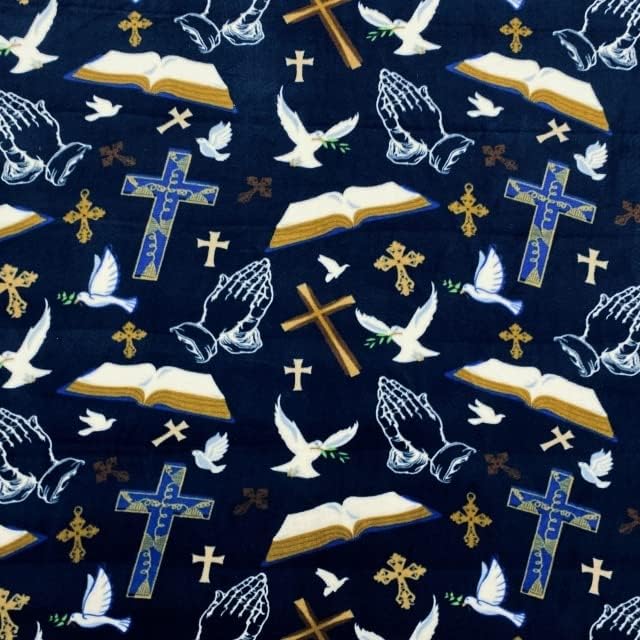 Pico Textiles 1 Yard - Christian Prayer Bible Fleece Fabric - Sold by The Bolt - Inspirational Religious Fleece Fabric - For Sewing Projects, Scarves, No Sew Fleece Throws & Tie Blankets