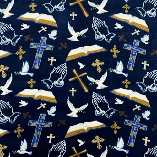 Luxurious Christian Prayer Fleece Fabric – 1 Yard of Inspirational Bible-Themed Material for Sewing, No-Sew Projects, and Cozy Blankets