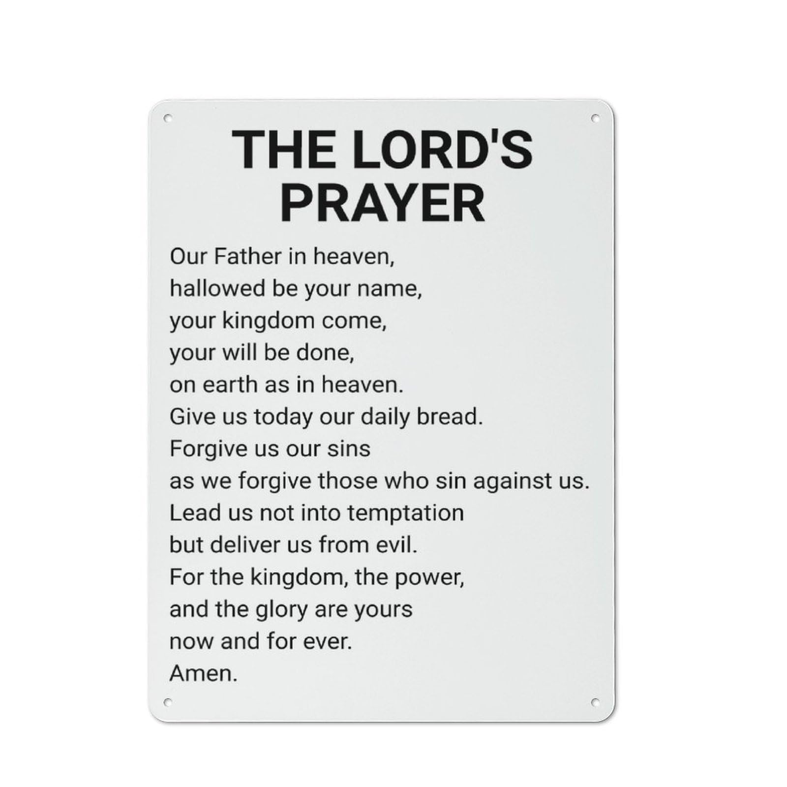 Retro Kitchen Metal Sign 40x30cm Featuring THE LORDS PRAYER WHITE, Bistro Wall Plaque for Restaurant, Kitchen, Counter Or Breakfast Nook