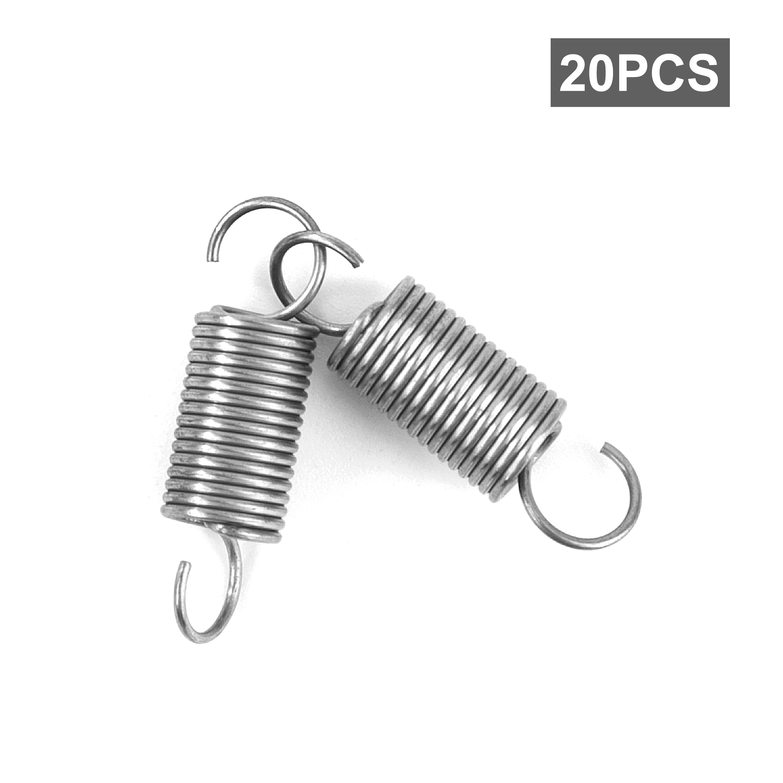 GUNGY Lot De 20 Ressorts De Traction 20mm - Crochets 90° Acier Inoxydable 0.55mm Fil - Force 0.7KG