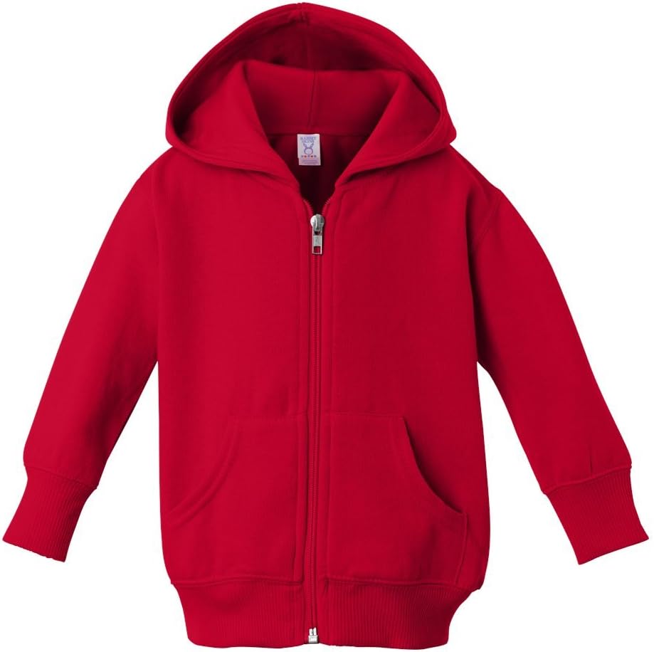 Infant Baby Boys or Girls Plain Zip Zipper Fleece Hoodie Sweater Jacket (6 mo., Red)