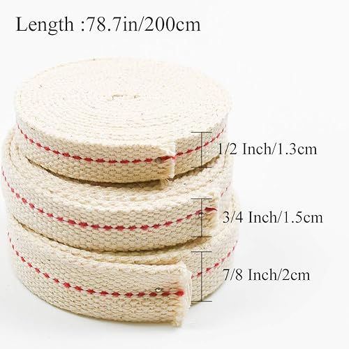 Miniatura 2 de 3 rollos de lámpara de aceite de 19.5 pies, mecha plana de algodón, 100% algodón para lámparas de aceite o linternas a base de aceite de parafina y