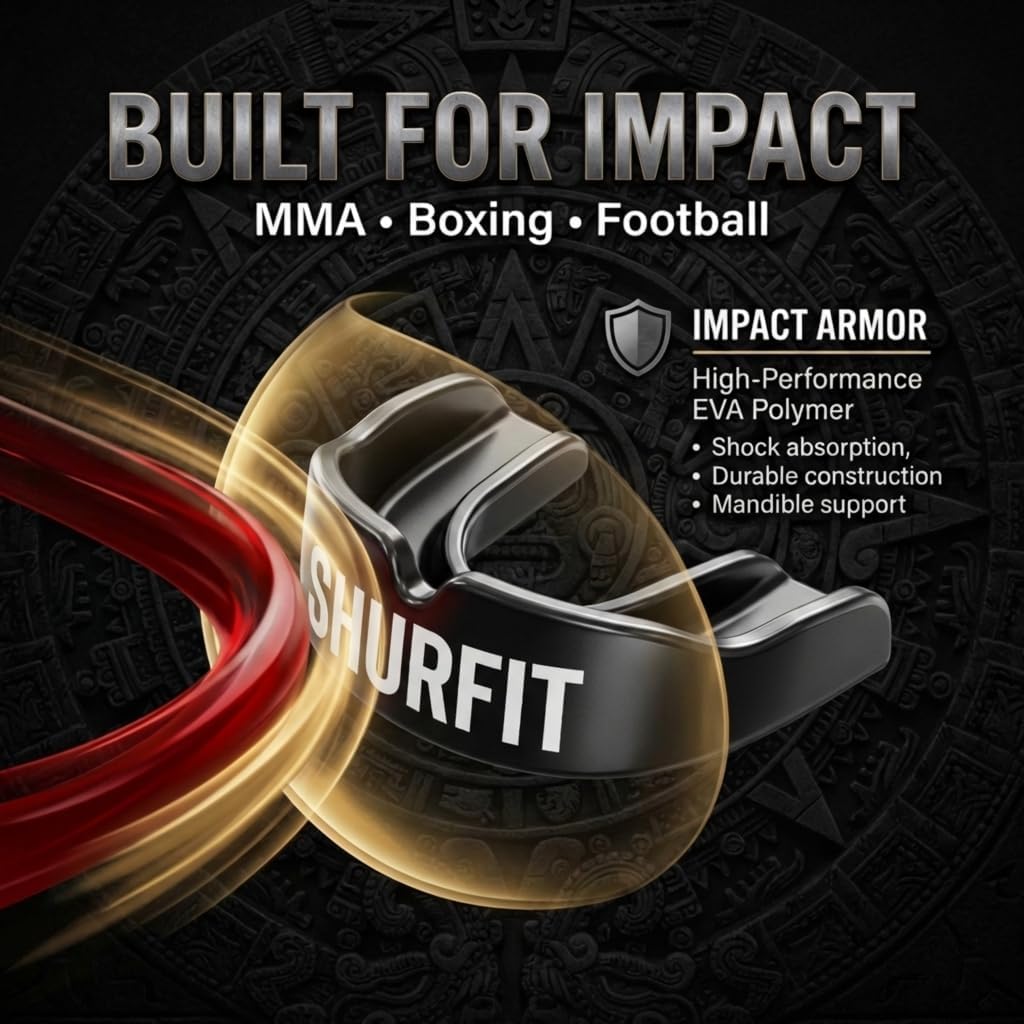 Shurfit Premium Mouth Guard for Sports - Boxing MMA Wrestling Football Mouthguard for Adults Youth Kids | Boil and Bite Moldable Mouthpiece for Braces Basketball Lacrosse Hockey (Exception)