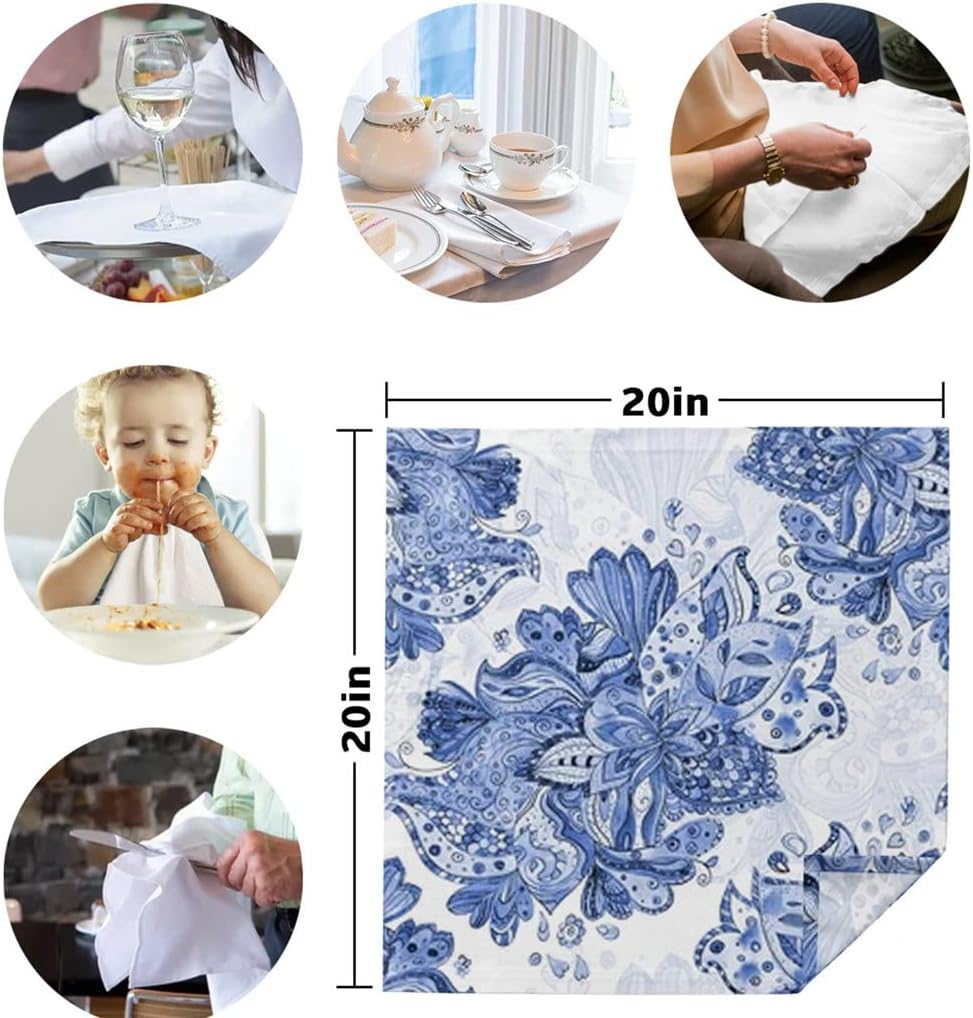 Watercolor Painting Table Napkins Cloth Set Handkerchief Wedding Party Placemat Birthday Banquet