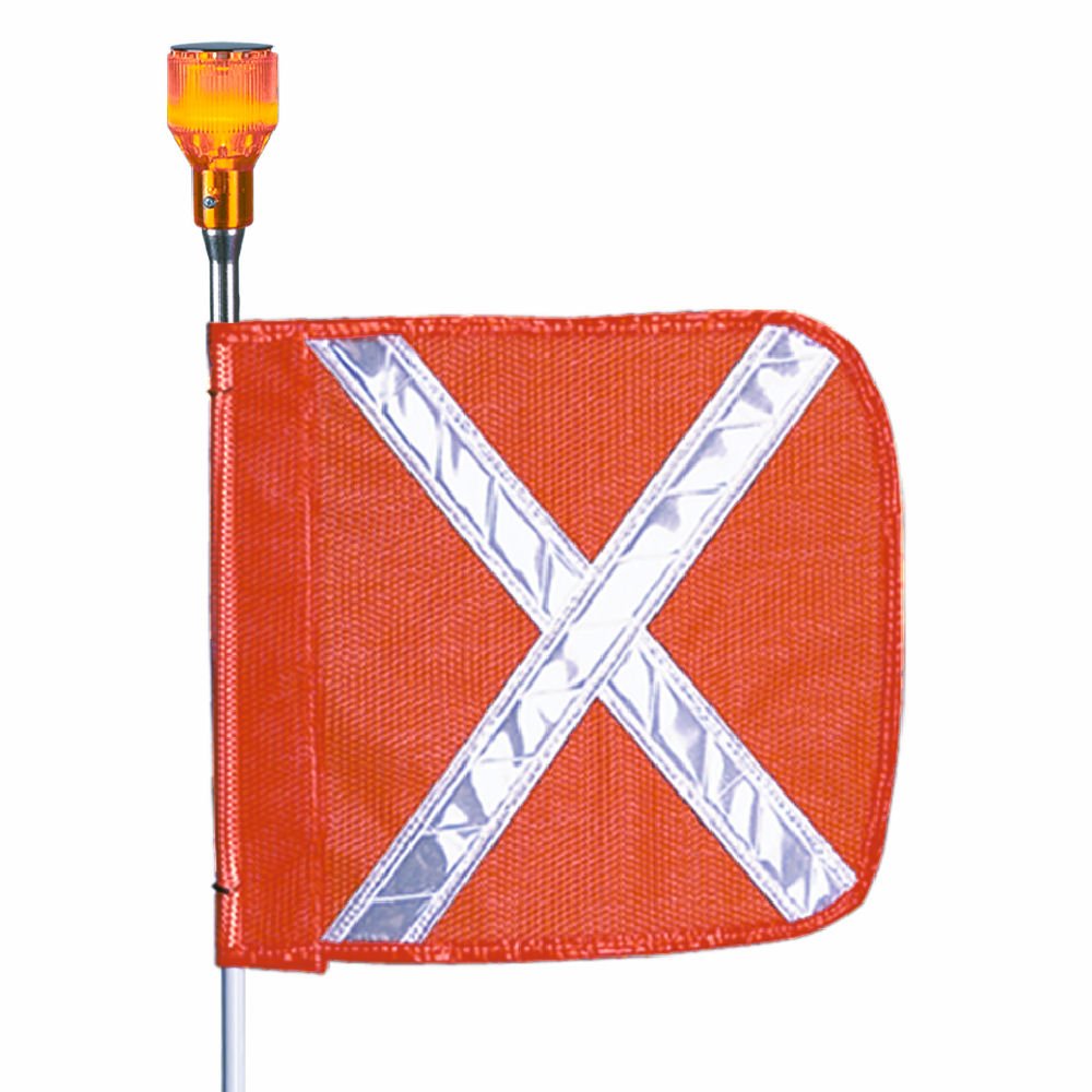 Checkers Industrial Safety Products Flagstaff FS8 Safety Flag with Reflective X and Light, Male Quick Disconnect Base, 8