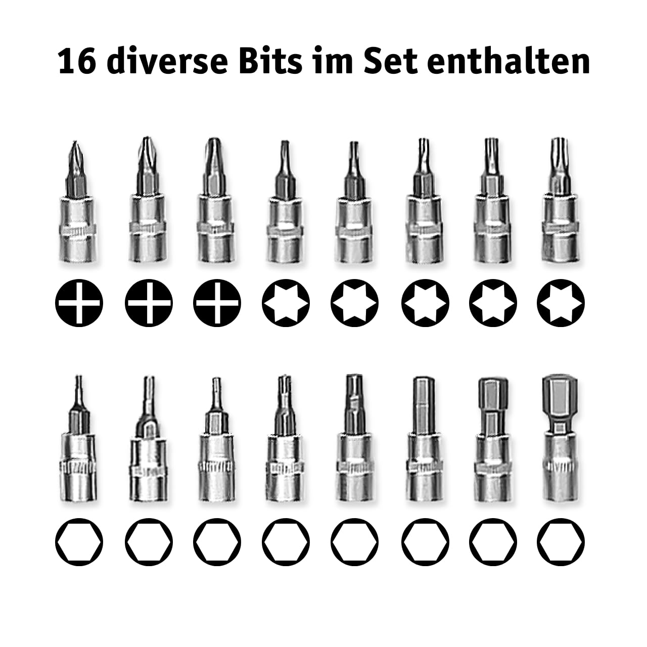 WALTER Fahrrad Drehmomentschlüssel Set 2–24 Nm – 21-tlg. Werkzeugset Ratsche mit Bits, 1/4" Umschaltknarre – sicheres Drehmoment Werkzeug für MTB, E-Bike, Rennrad, Scooter