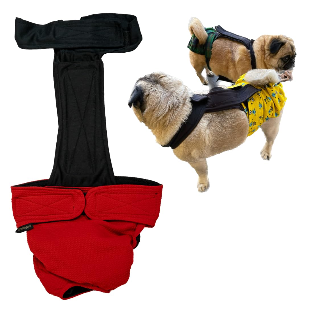 Kitty & The Woof Gang Red & Black Reversible Handmade Washable/Reusable Dog Sanitary Full Heat Pants for Female Dogs Designed as Diapers During Period of Heat & Male Dogs with Health Issues (L) (B0CCL639V3) Amazon Price History, Amazon Price Tracker