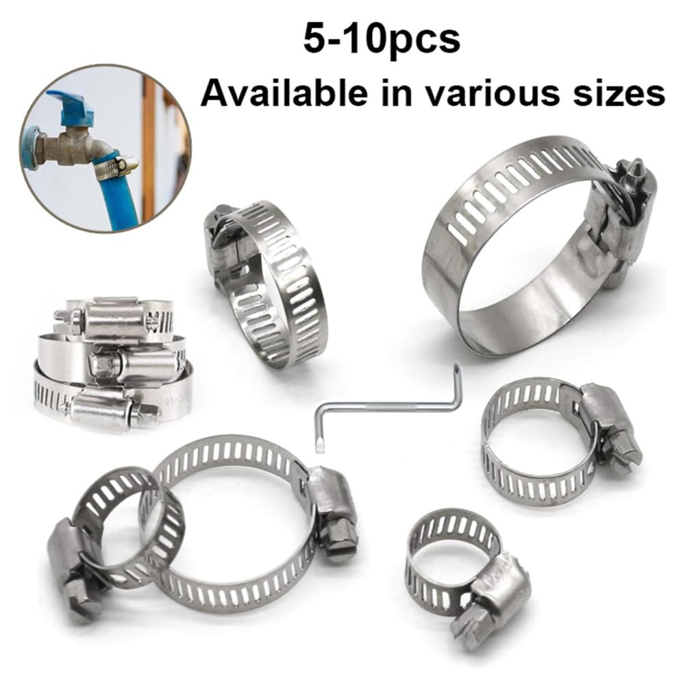 Collier de Serrage pour Tuyau Jubilee Clips Lot de 5 Colliers de Serrage réglables en Acier Inoxydable 304 for conduites de Carburant, Tailles Multiples(72 95mm)