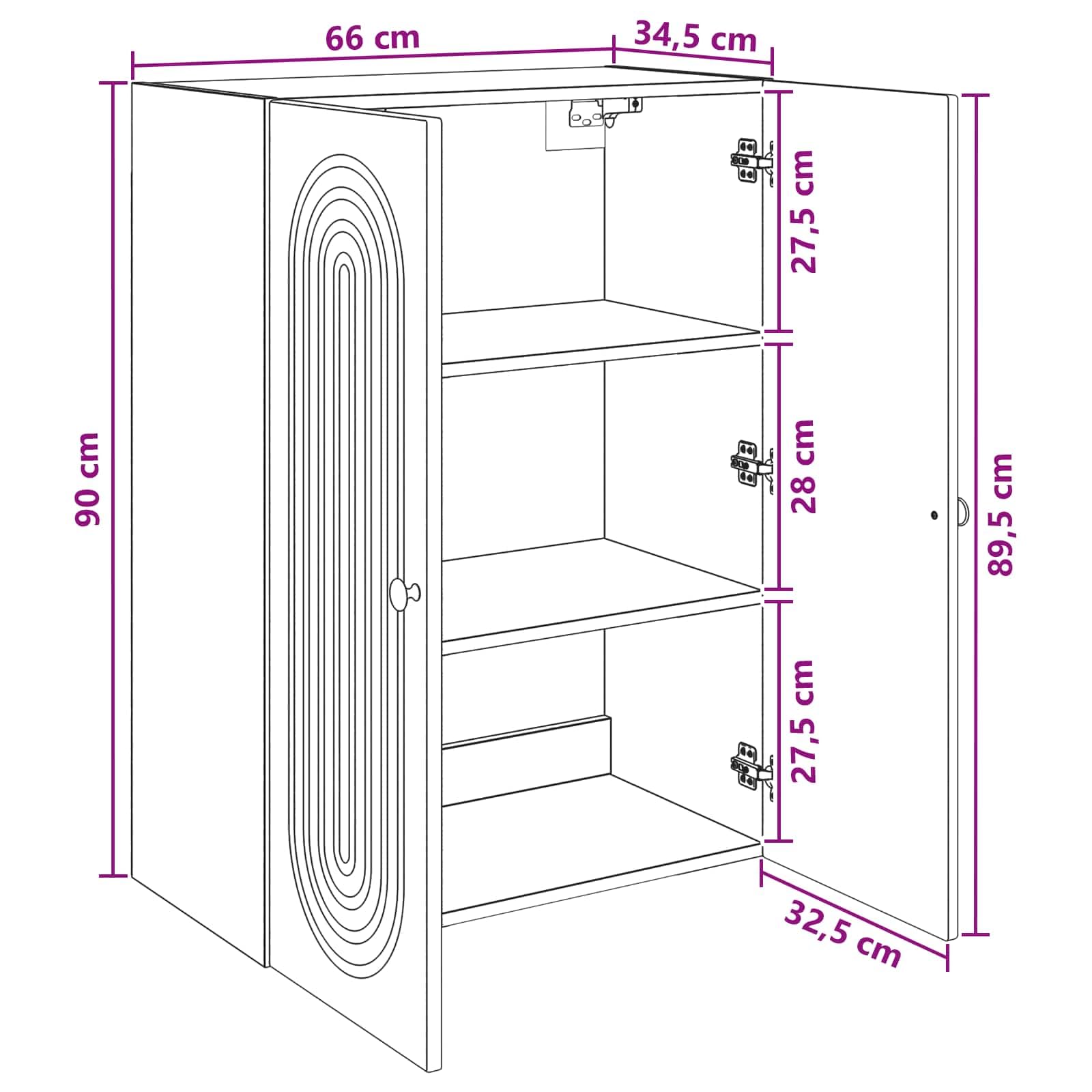 Armadio portaoggetti da parete, in legno Sonoma, 66 x 34,5 x 90 cm, 2 ante, 2 ripiani, per ufficio, corridoio, cantina, garage, officina, ordine
