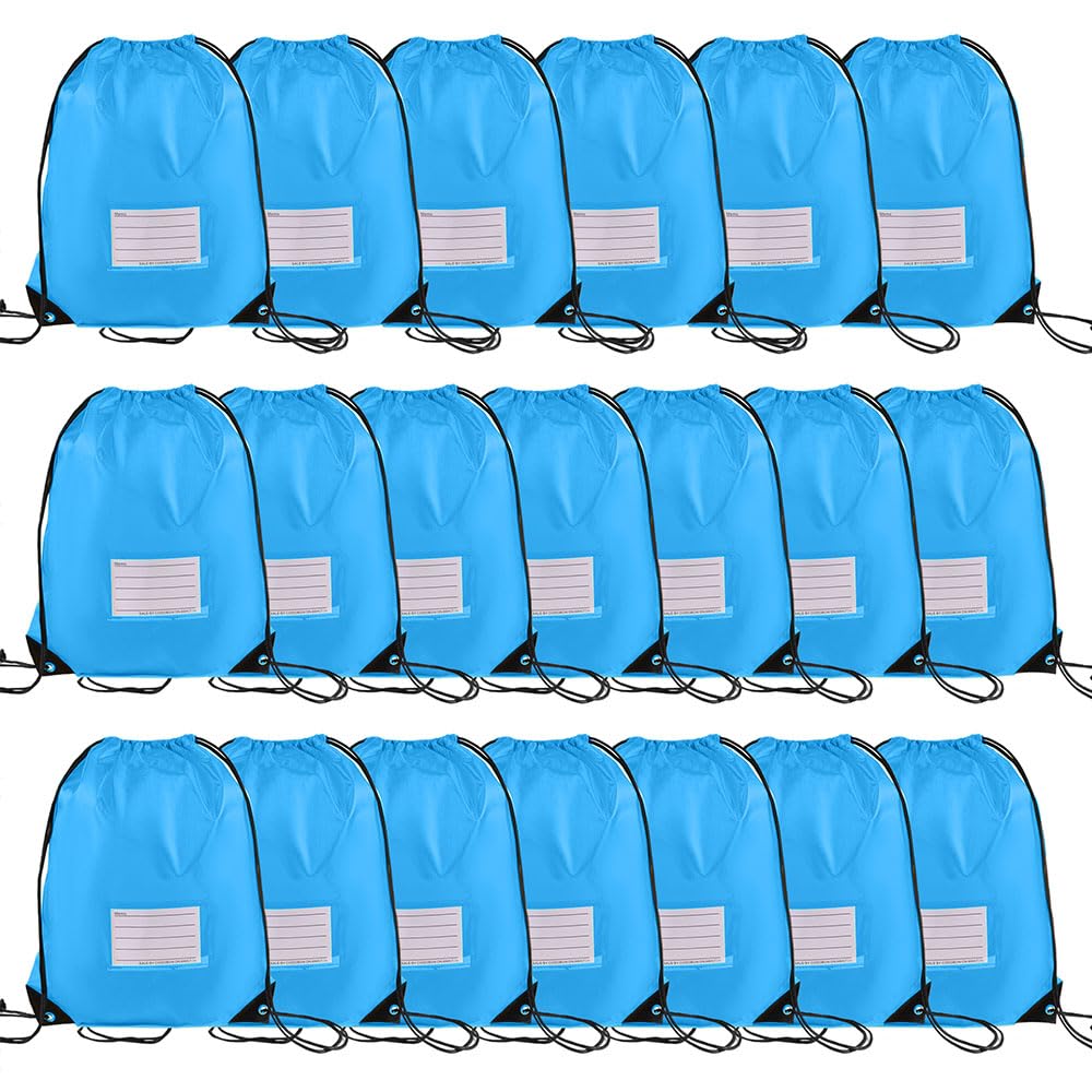 20 Pcs Drawstring Bags,Bulk Draw String Backpack, DIY Gym Sports Cinch Bag Sackpack for Women Men, Sky Blue