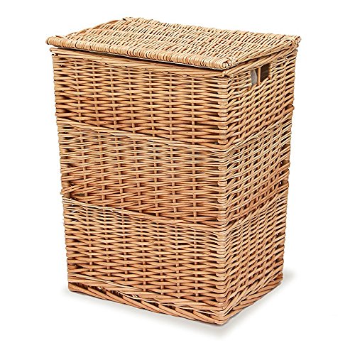 フタ付きかご収納バスケット 縦長 長方形 Lサイズ 内布:ライトグレー